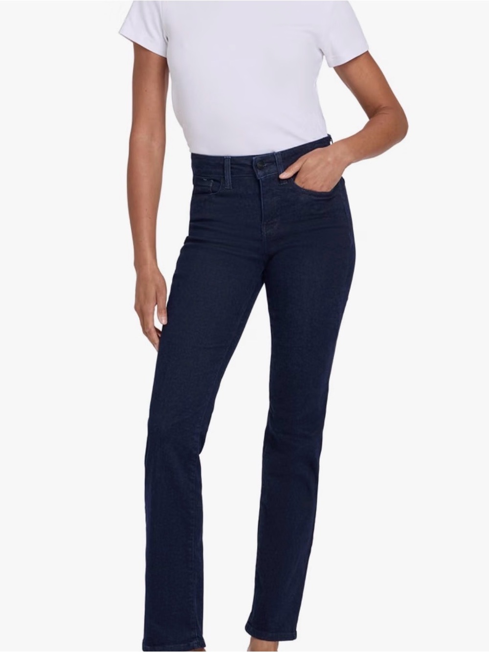 NWOT NYDJ Marilyn Dark Rinse Straight Leg Mid Rise Jeans Sz 8P